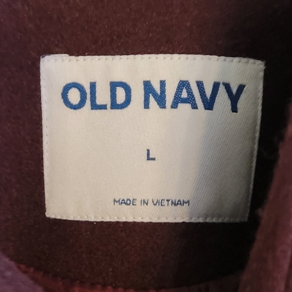 Old Navy brushed maroon button close fully lined car coat, sz L - Picture 4 of 6